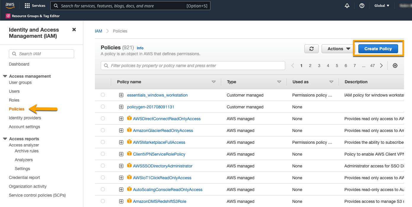 AWS IAM Create Policy