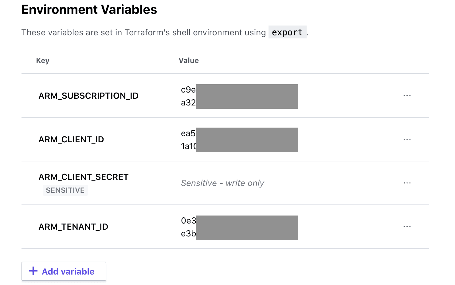 Azure Environment Variables